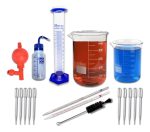 kit vidraria para laboratorio, proveta, bequer, pipeta, pisseta, pesquisa